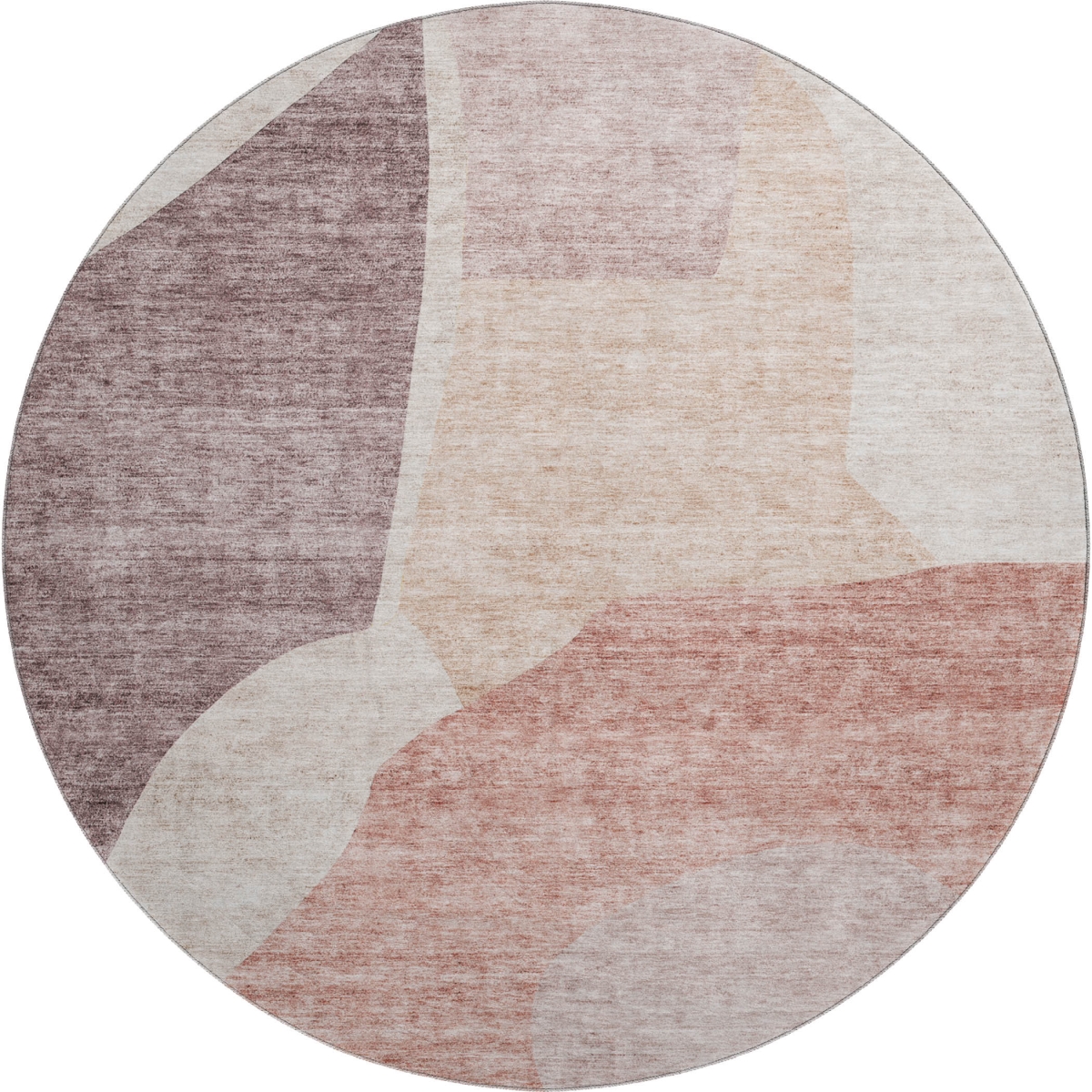 655255 8 ft. Blush & Plum Abstract Washable Round Area Rug with UV Protection