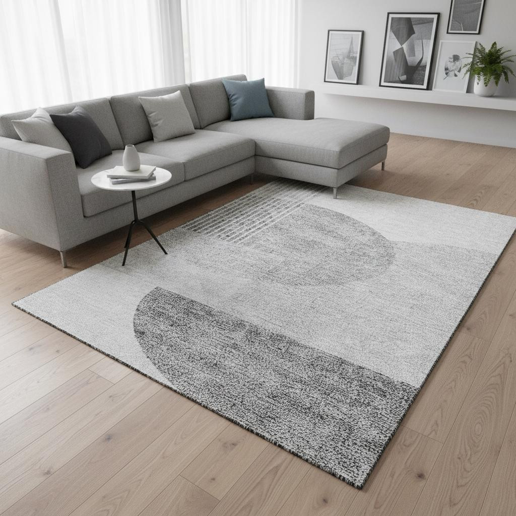 655848 10 x 14 ft. Gray & Silver Geometric Transitional Washable Machine Made Rectangle Area Rug with UV Protection