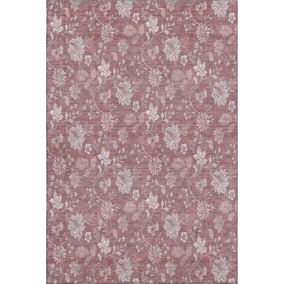 655974 10 x 14 ft. Blush & Ivory Floral Transitional Washable Machine Made Rectangle Area Rug with UV Protection