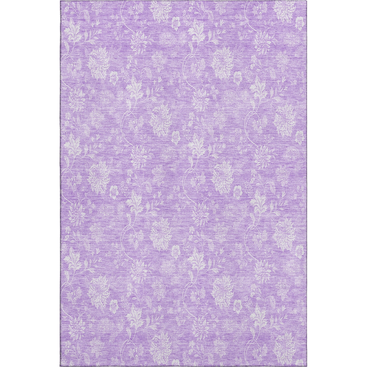 655994 5 x 8 ft. Lilac & Ivory Floral Transitional Washable Machine Made Rectangle Area Rug with UV Protection