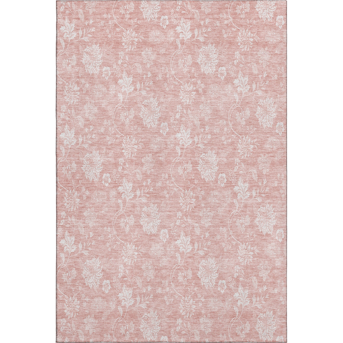 656002 8 x 10 ft. Pink & Ivory Floral Transitional Washable Machine Made Rectangle Area Rug with UV Protection