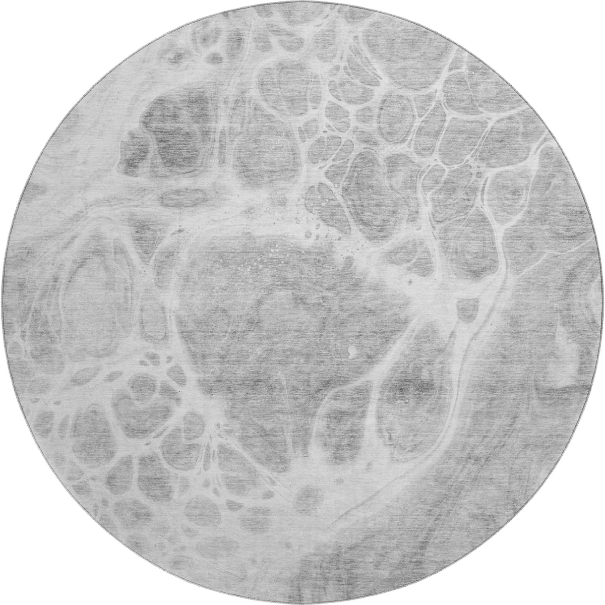 656037 8 ft. Gray & Ivory Abstract Transitional Washable Round Area Rug with UV Protection
