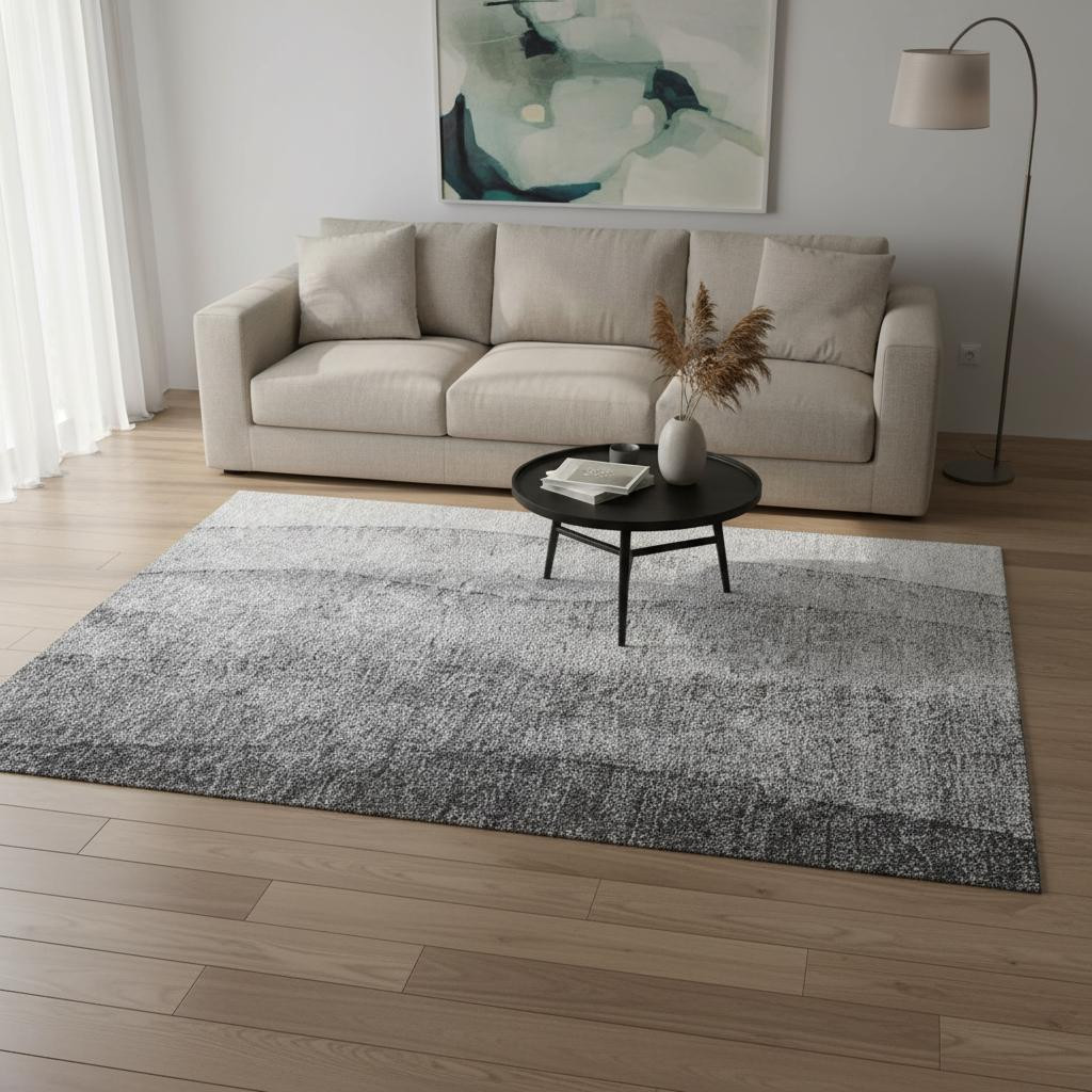656348 5 x 8 ft. Gray & Silver Ombre Transitional Washable Machine Made Rectangle Area Rug with UV Protection
