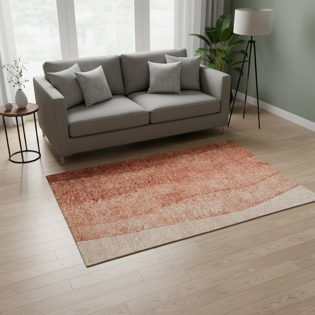 656360 5 x 8 ft. Rust & Ivory Ombre Washable Machine Made Rectangle Area Rug with UV Protection