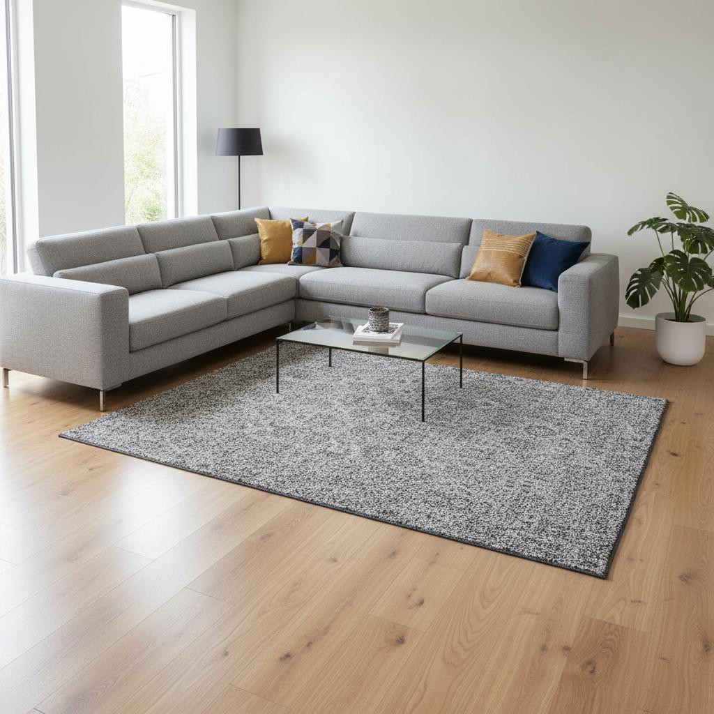 656823 8 x 10 ft. Gray & Silver Floral Transitional Washable Machine Made Rectangle Area Rug with UV Protection