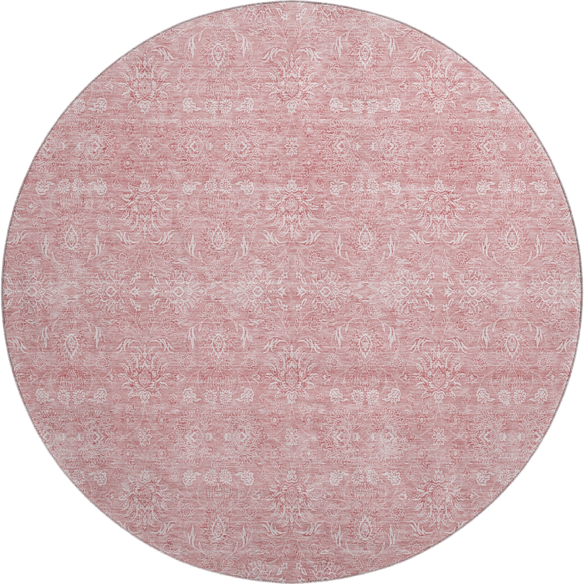 656882 8 ft. Blush & Ivory Floral Transitional Washable Round Area Rug with UV Protection