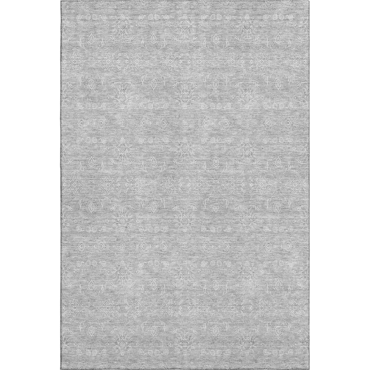 656923 5 x 8 ft. Silver & Gray Floral Transitional Washable Machine Made Rectangle Area Rug with UV Protection