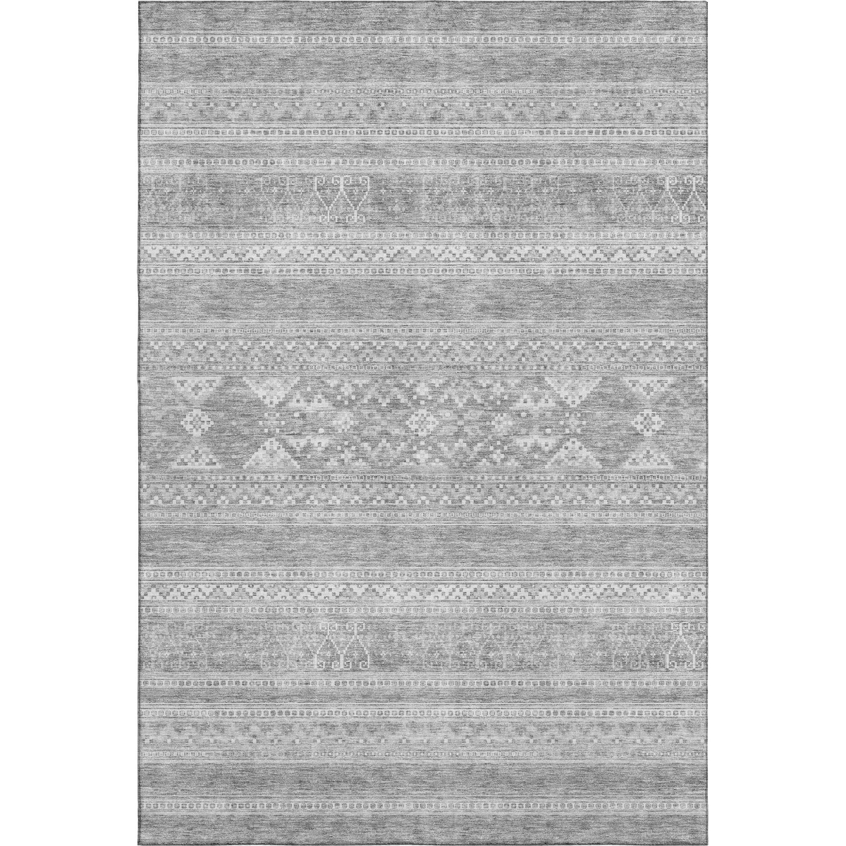 657450 3 x 5 ft. Silver & Gray Southwestern Transitional Washable Machine Made Rectangle Area Rug with UV Protection