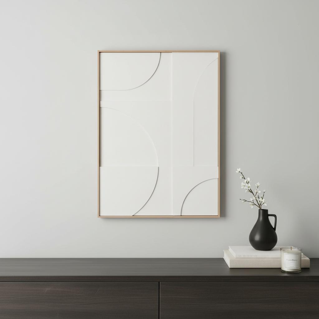 653972 Modern Geo Shapes Brown Shadowbox Wall Art