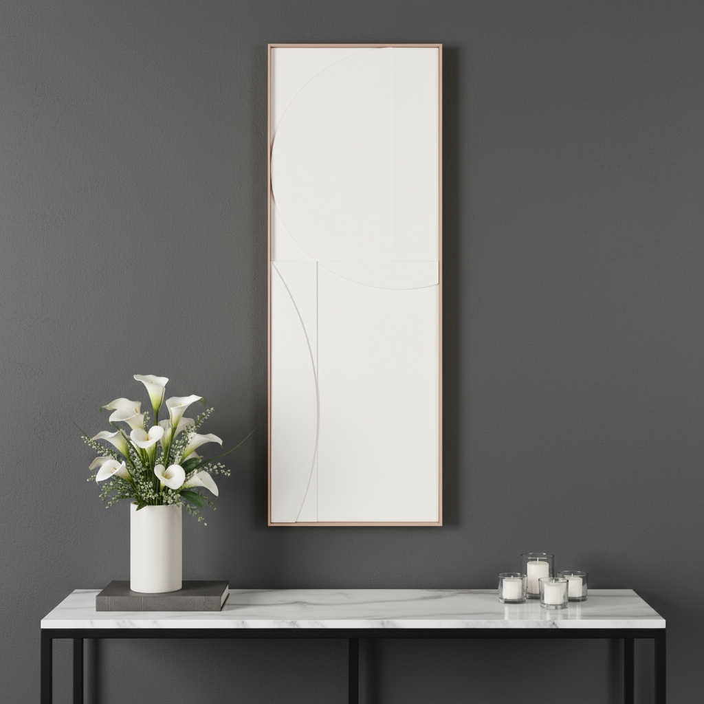 653969 White Minimalist Geo Brown Shadowbox Wall Art