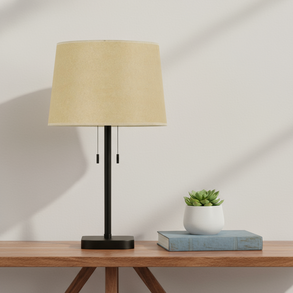 654702 Tan Paper Plain Drum Lamp Shade
