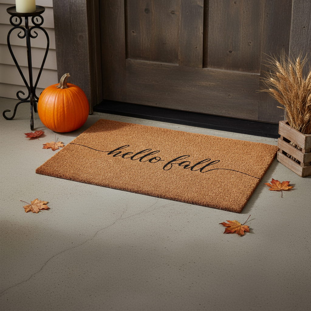 654334 17 x 29 in. Brown & Natural Fall Hello Fall Outdoor Coir Door Mat