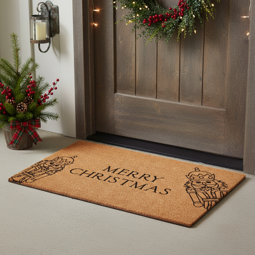 654484 24 x 36 x 0.60 in. Brown & Black Merry Christmas Outdoor Coir Door Mat