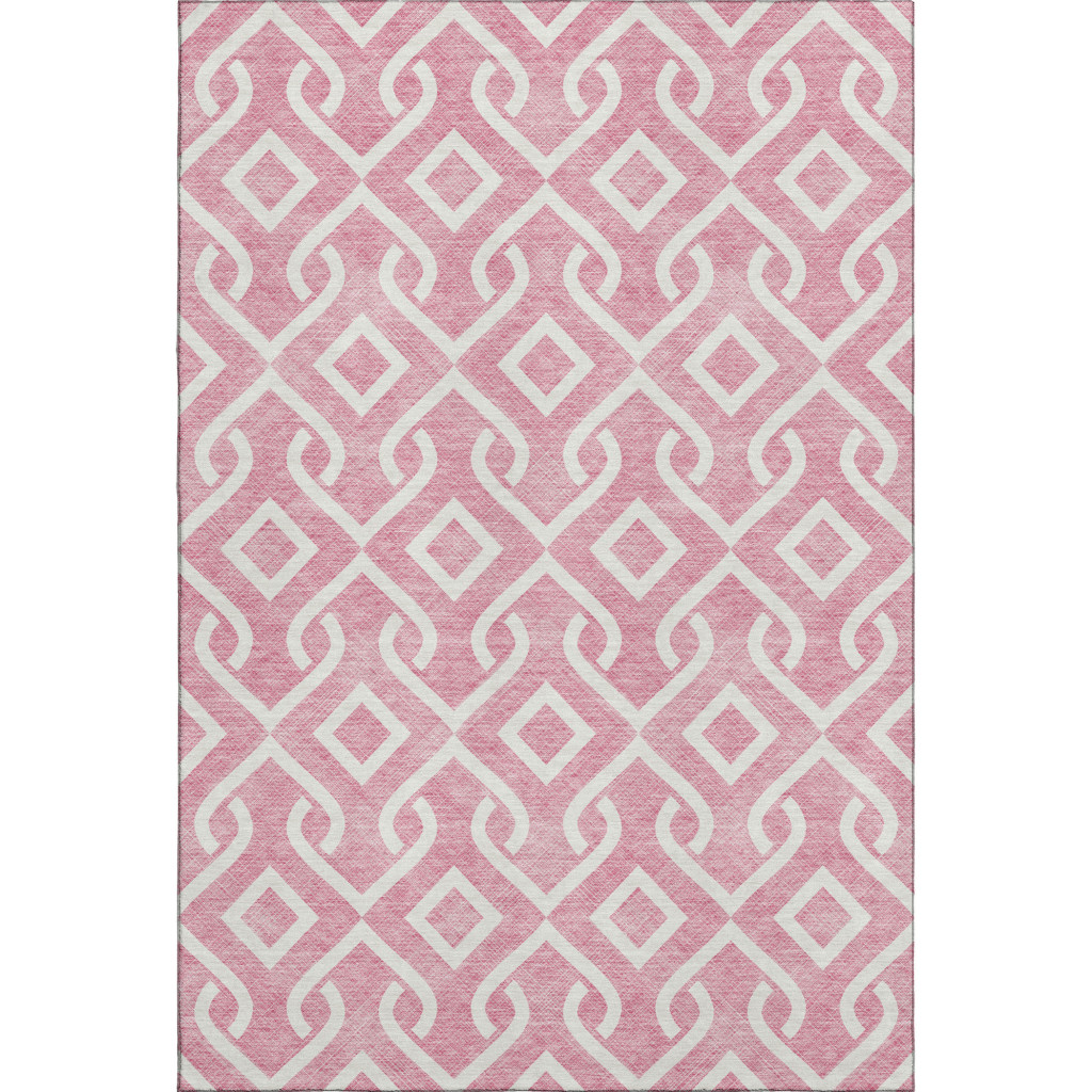652473 10 x 14 ft. Blush & Ivory Geometric Transitional Washable Machine Made Rectangle Area Rug with UV Protection