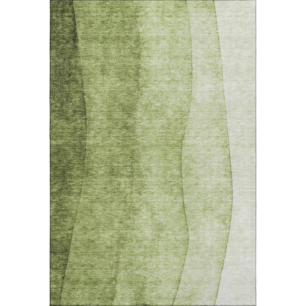 652737 10 x 14 ft. Olive Green & Ivory Ombre Transitional Washable Machine Made Rectangle Area Rug with UV Protection