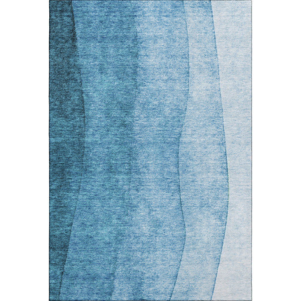 652754 9 x 12 ft. Teal & Ivory Ombre Transitional Washable Machine Made Rectangle Area Rug with UV Protection
