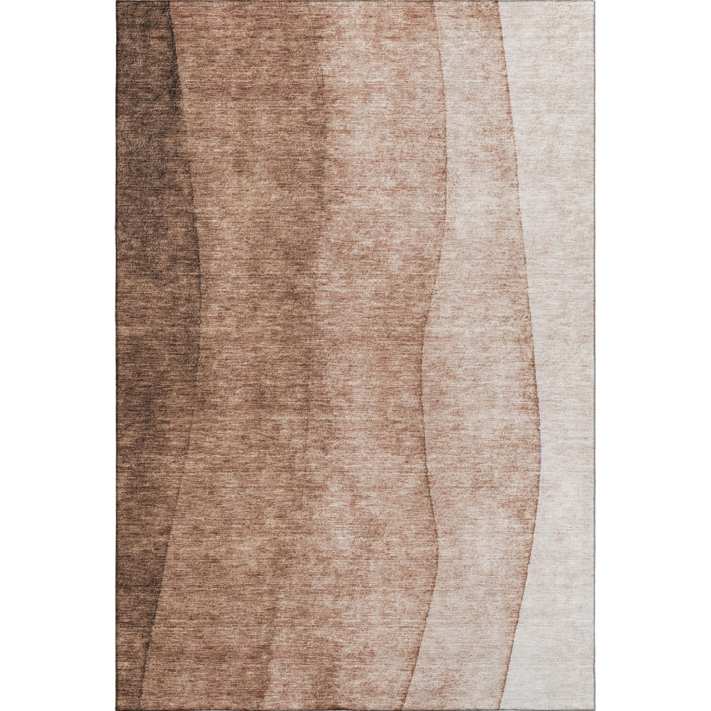 652711 8 x 10 ft. Brown & Beige Ombre Transitional Washable Machine Made Rectangle Area Rug with UV Protection