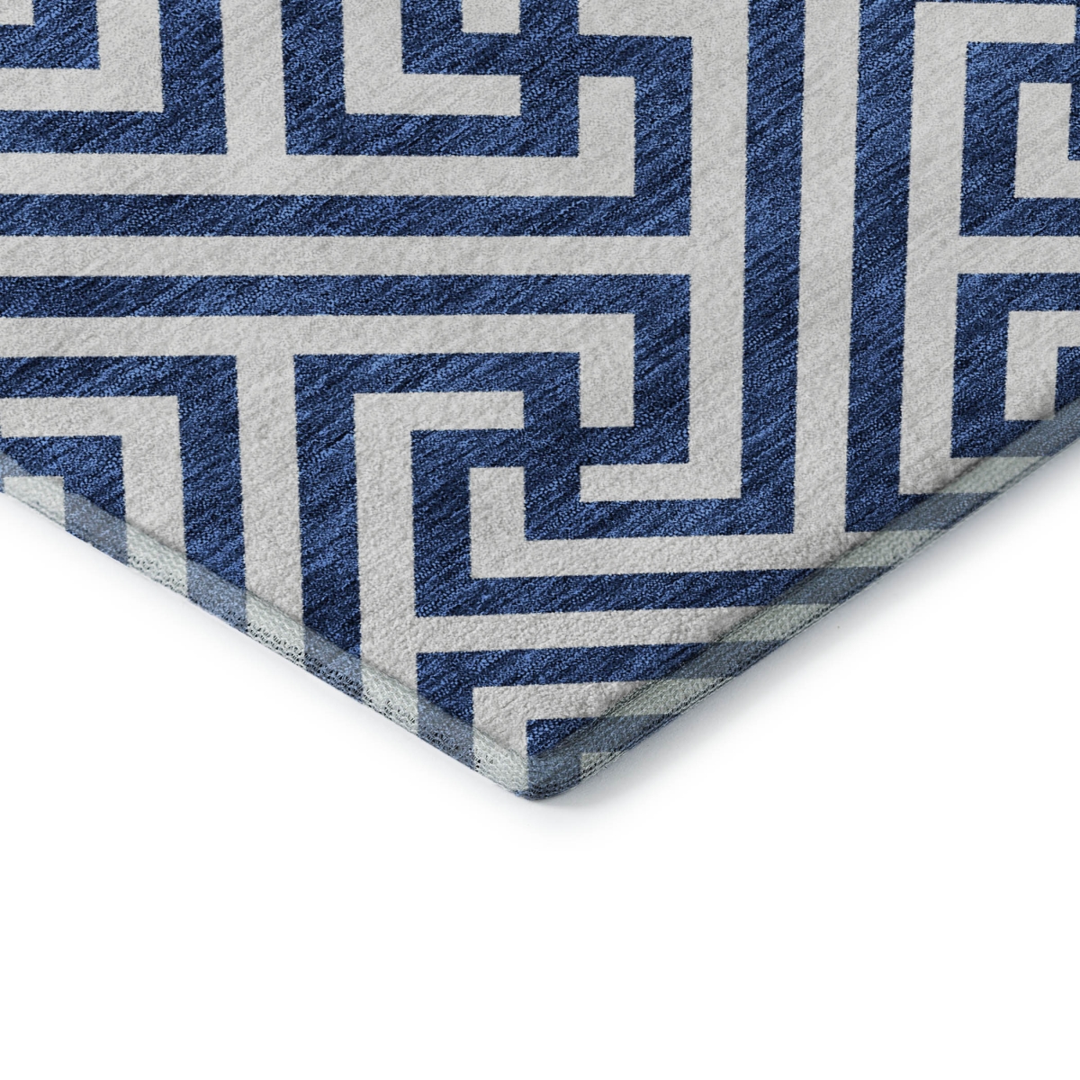 661787 5 x 8 ft. Blue & Ivory Geometric Transitional Washable Machine Made Rectangle Area Rug with UV Protection