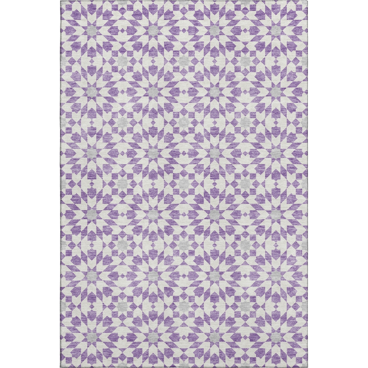 662029 8 x 10 ft. Lavender & Ivory Geometric Transitional Washable Machine Made Rectangle Area Rug with UV Protection