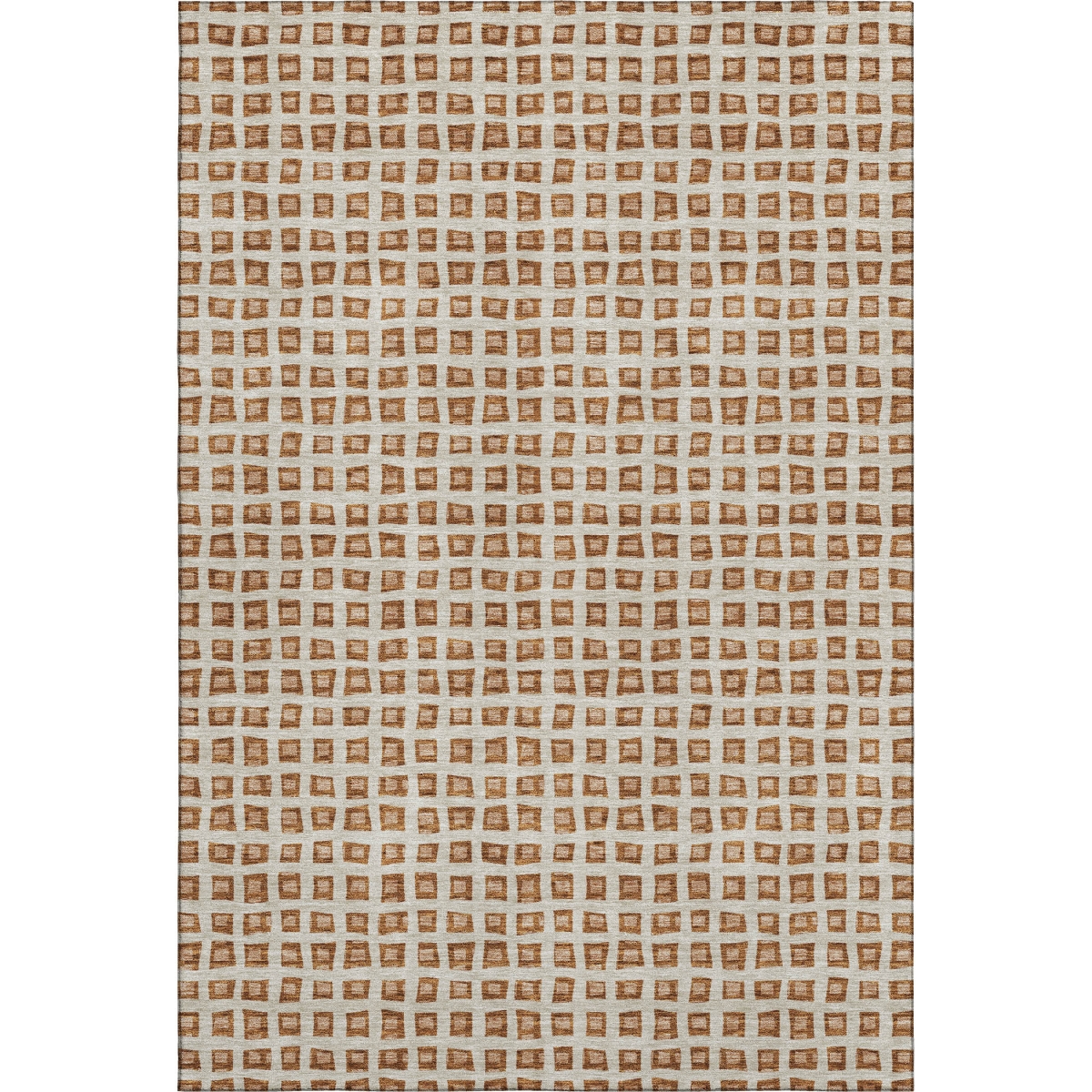 661539 10 x 14 ft. Rust Copper & Beige Geometric Washable Machine Made Rectangle Area Rug with UV Protection
