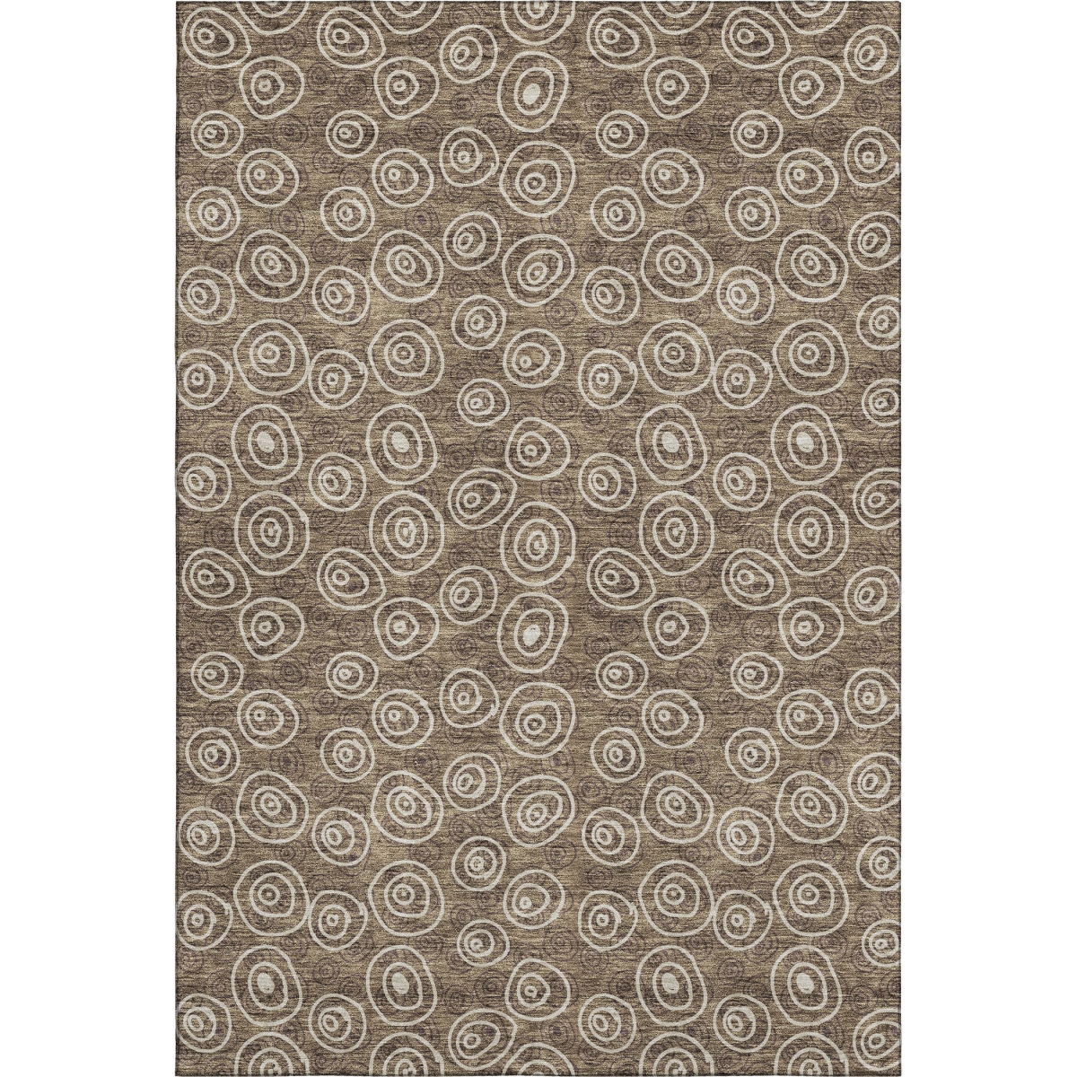 661559 5 x 8 ft. Brown & Ivory Polka Dot Transitional Washable Machine Made Rectangle Area Rug with UV Protection