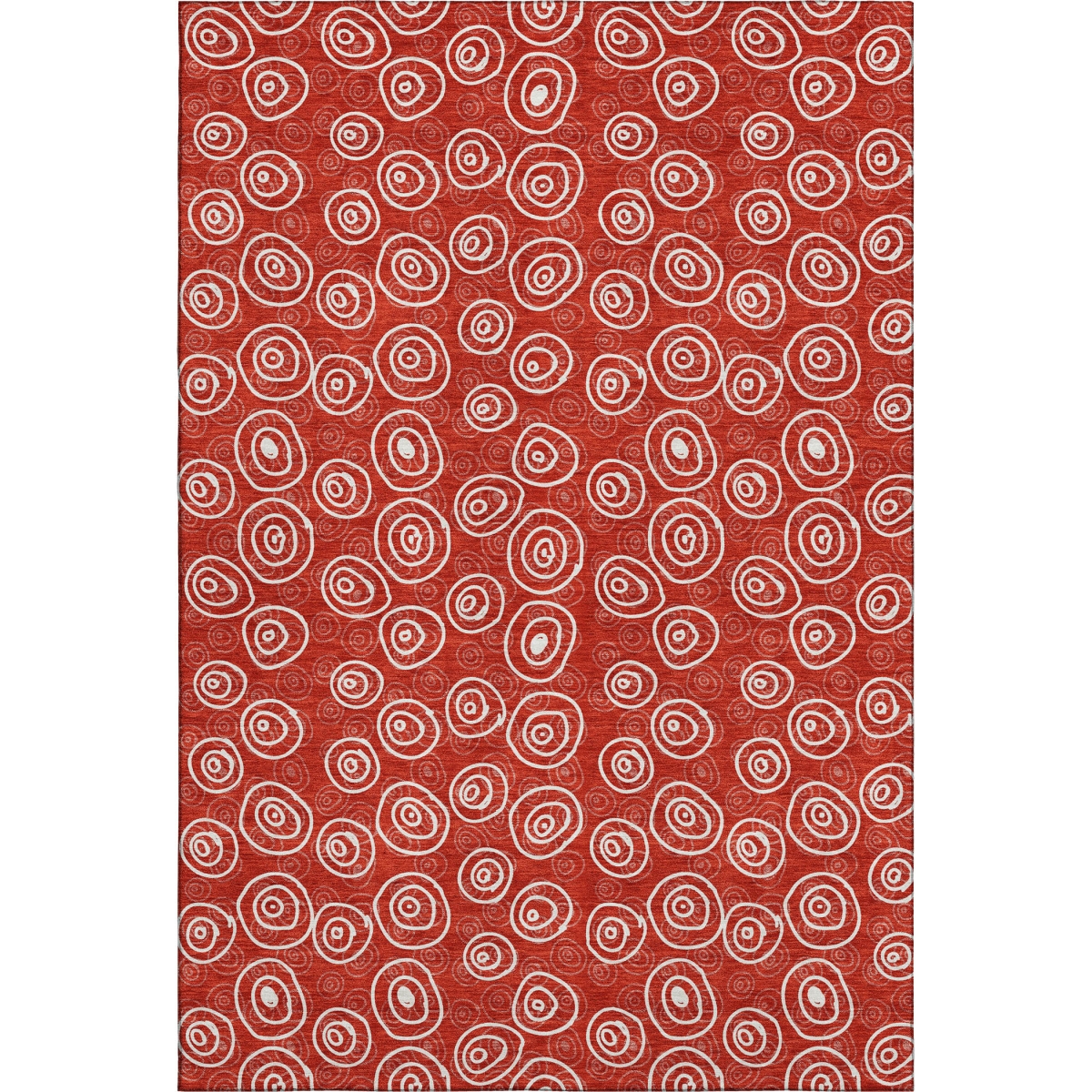 661609 8 x 10 ft. Red & Ivory Polka Dot Transitional Washable Machine Made Rectangle Area Rug with UV Protection