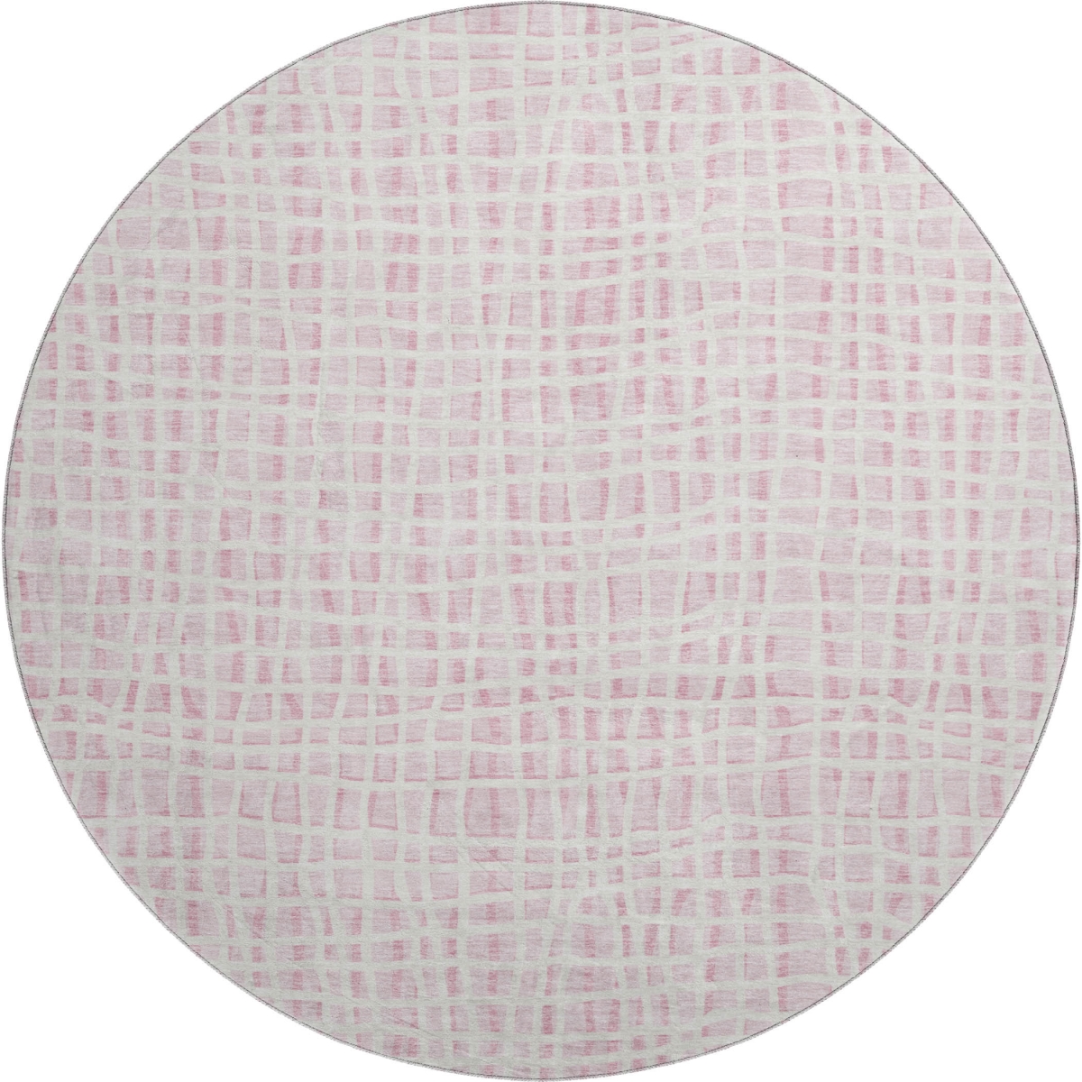 661680 8 ft. Pink & Ivory Striped Transitional Washable Round Area Rug with UV Protection