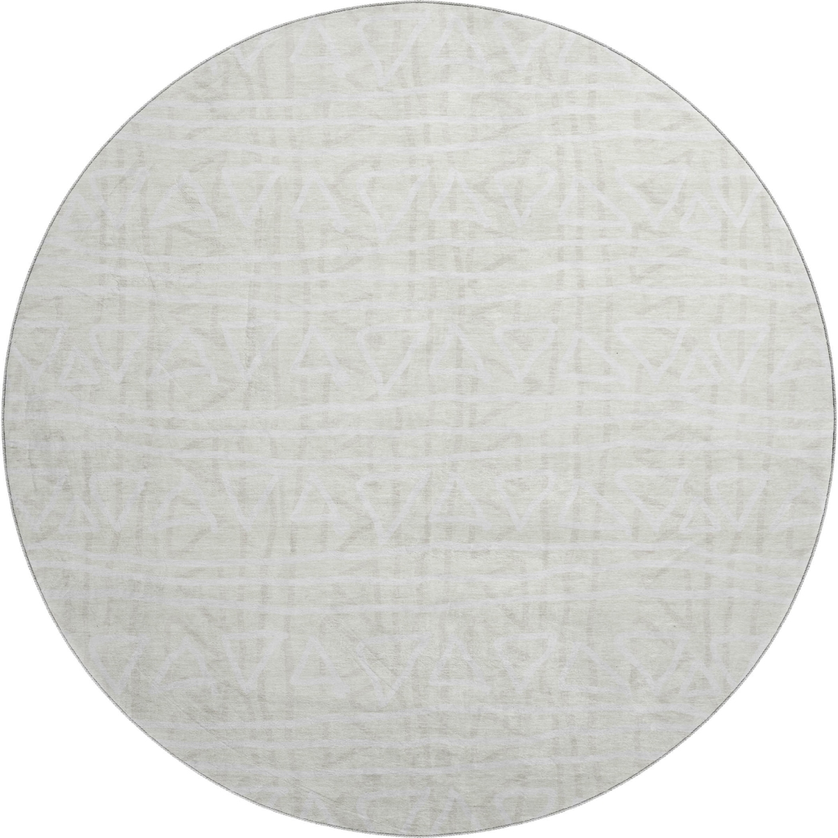 661728 8 ft. Ivory & Beige Geometric Transitional Washable Round Area Rug with UV Protection