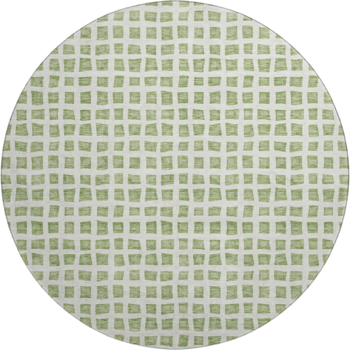 661488 8 ft. Artichoke Green & Ivory Geometric Transitional Washable Round Area Rug with UV Protection