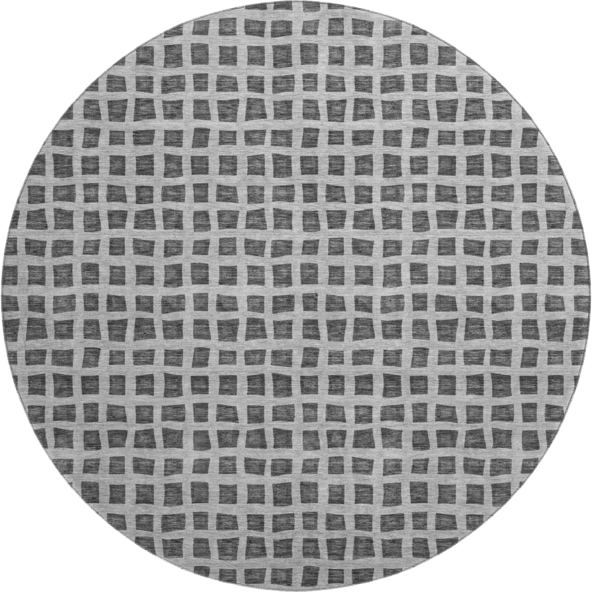 661512 8 ft. Graphite & Silver Geometric Transitional Washable Round Area Rug with UV Protection