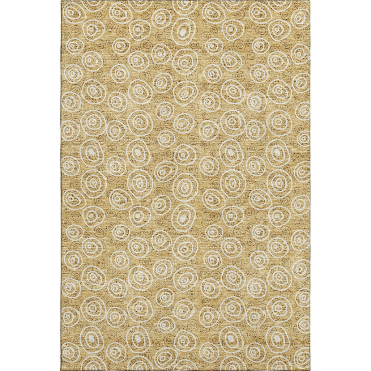 661565 5 x 8 ft. Gold & Ivory Polka Dot Transitional Washable Machine Made Rectangle Area Rug with UV Protection
