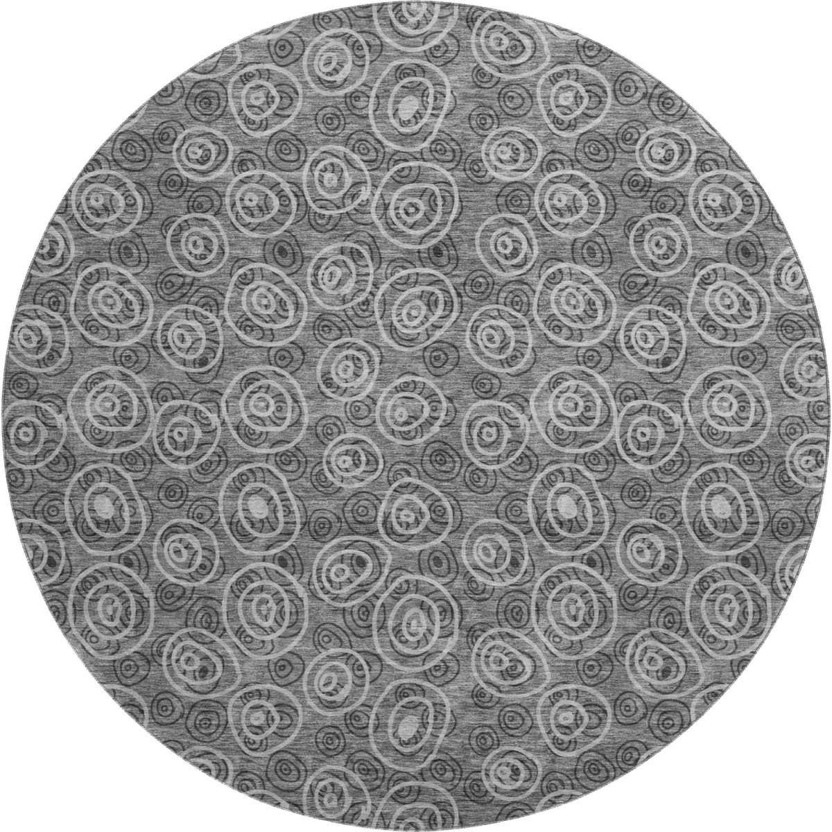 661572 8 ft. Gray & Silver Polka Dot Washable Round Area Rug with UV Protection
