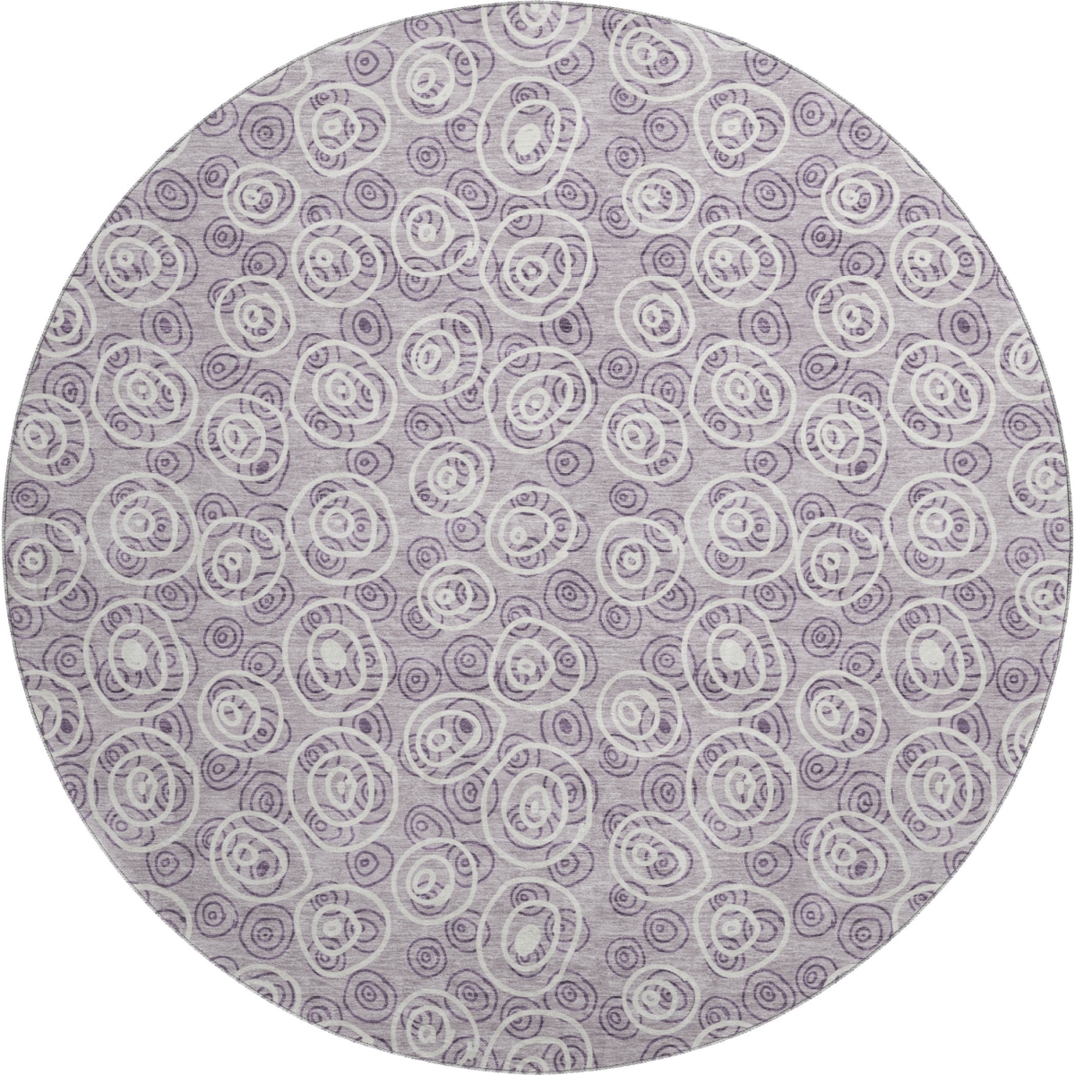 661590 8 ft. Lavender & Ivory Polka Dot Transitional Washable Round Area Rug with UV Protection