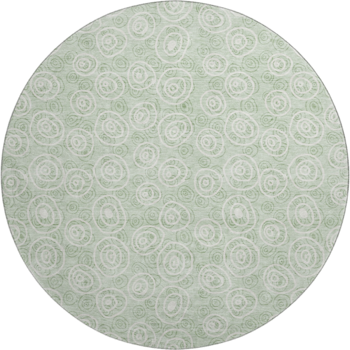 661596 8 ft. Mint Green & Ivory Polka Dot Transitional Washable Round Area Rug with UV Protection