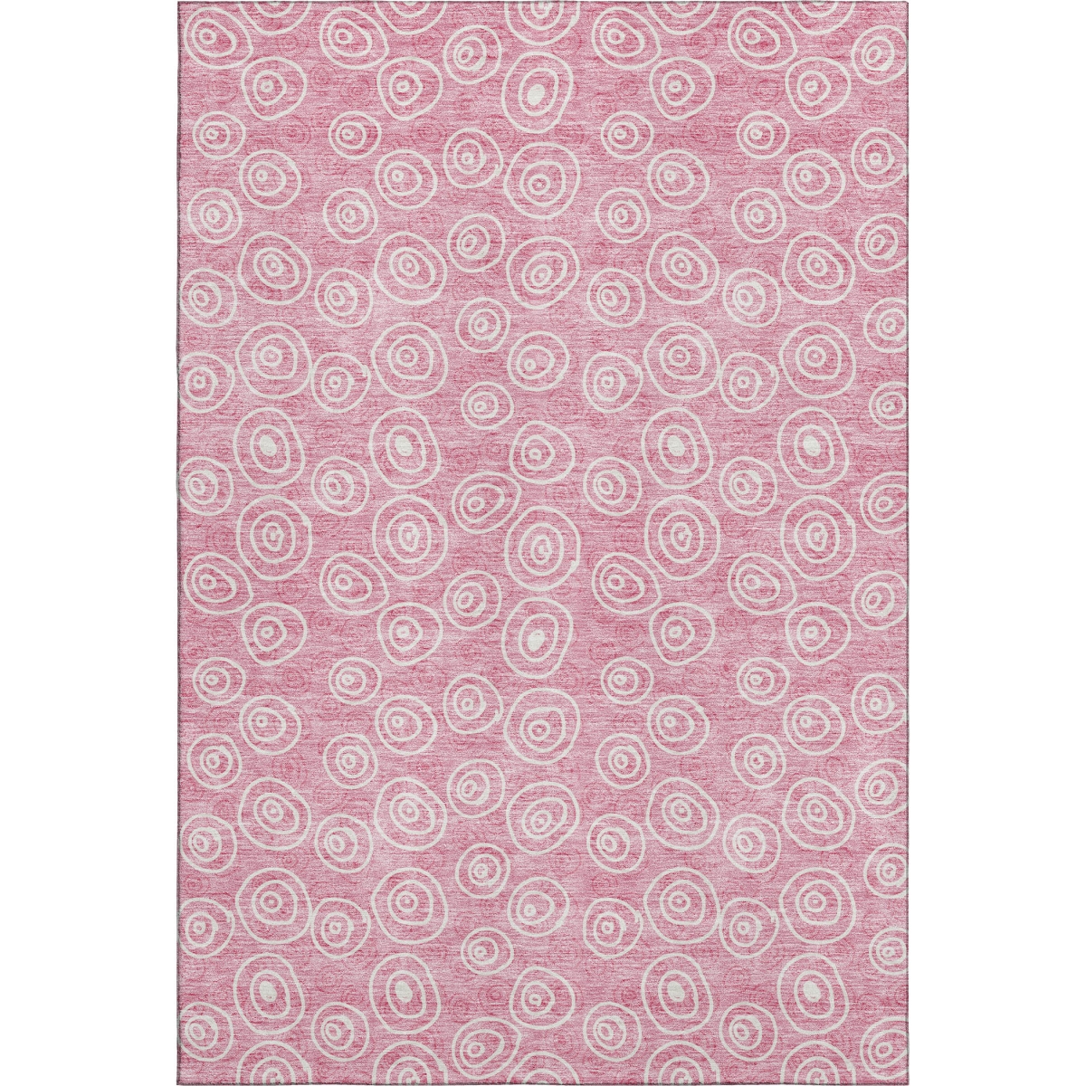 661605 10 x 14 ft. Pink & Ivory Polka Dot Transitional Washable Machine Made Rectangle Area Rug with UV Protection