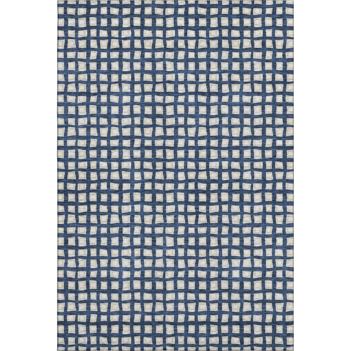 661493 5 x 8 ft. Blue & Ivory Geometric Transitional Washable Machine Made Rectangle Area Rug with UV Protection
