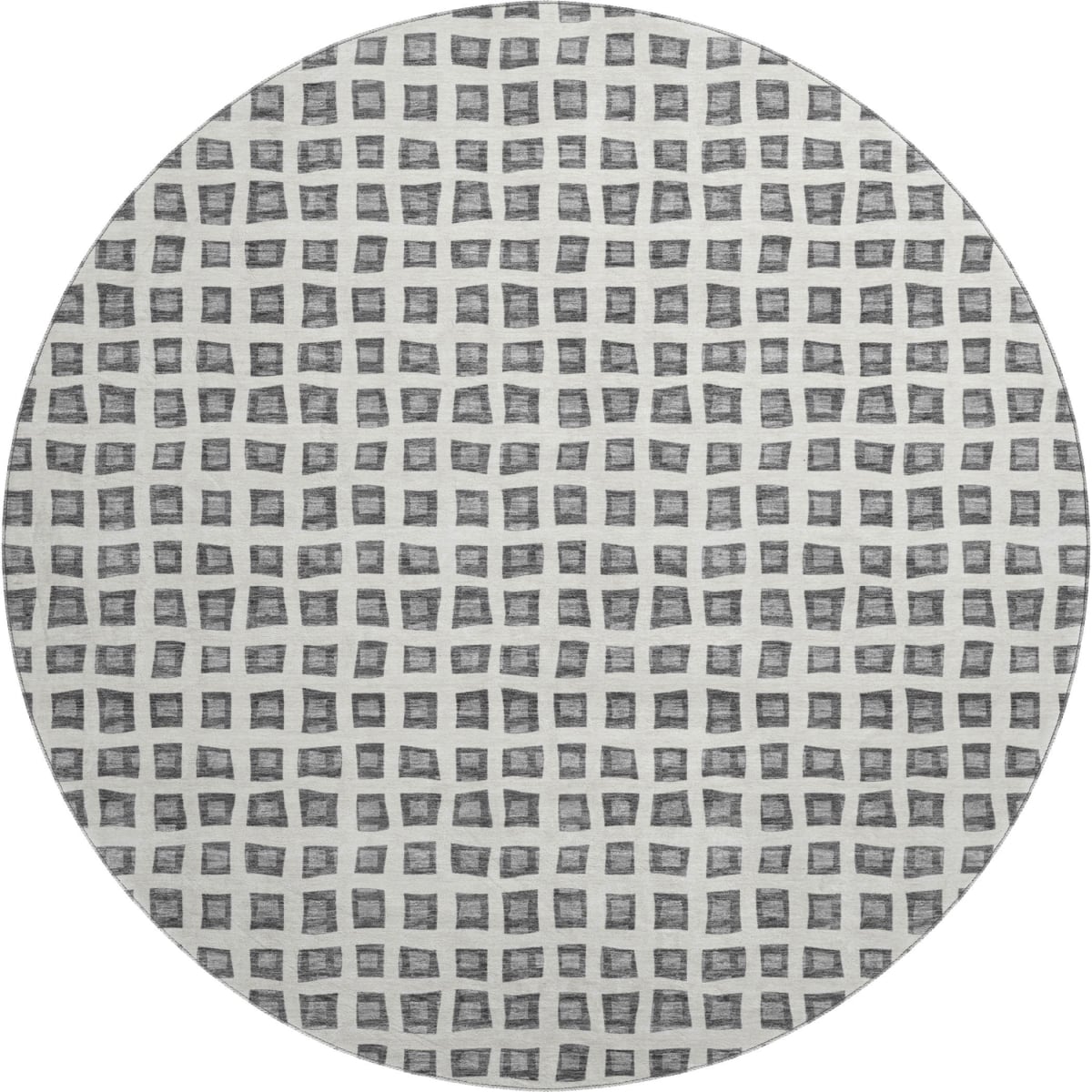 661518 8 ft. Gray & Silver Geometric Transitional Washable Round Area Rug with UV Protection