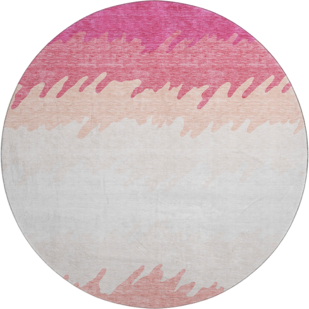662130 8 ft. Blush & Ivory Striped Transitional Washable Round Area Rug with UV Protection