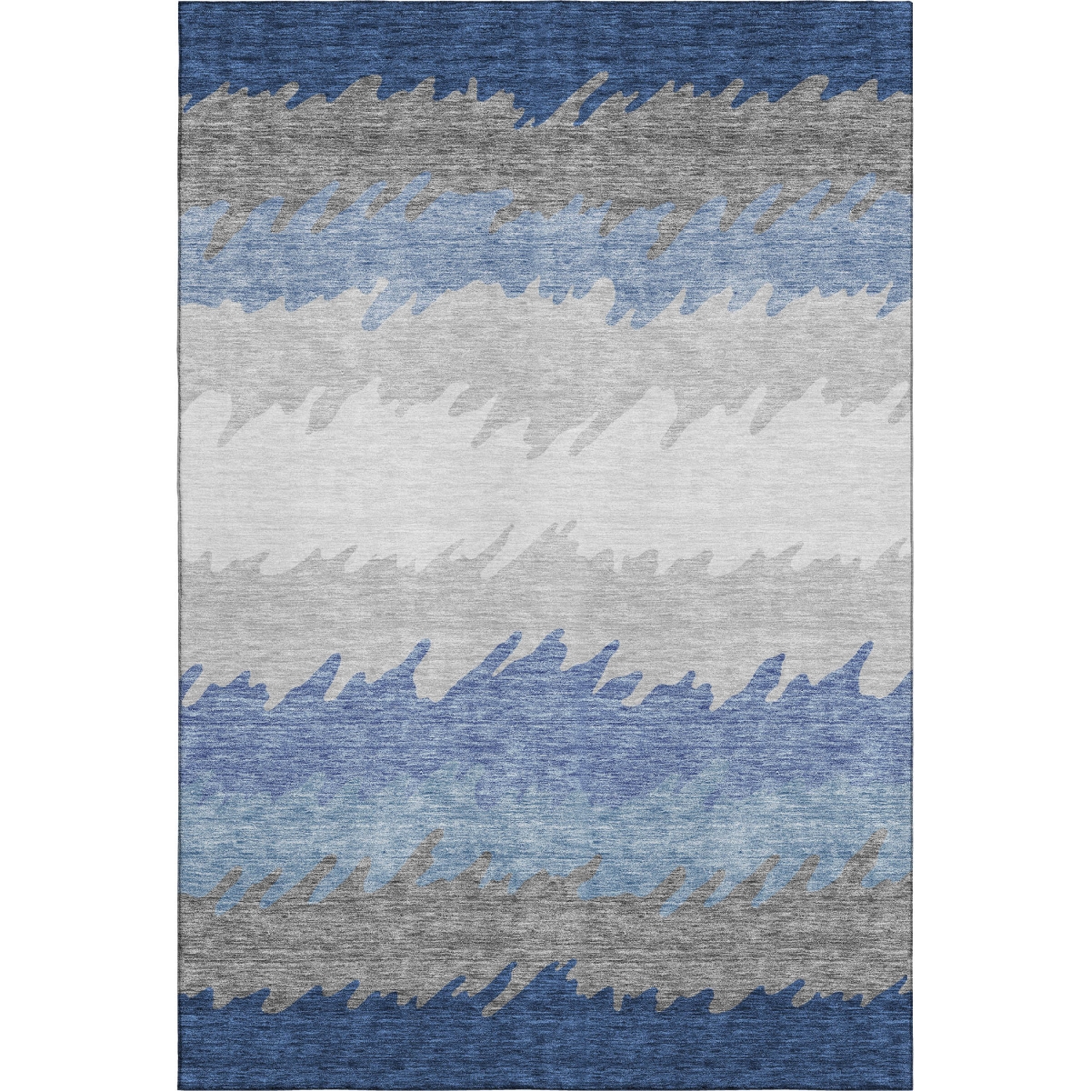 662163 10 x 14 ft. Navy Blue, Gray & Silver Striped Washable Machine Made Rectangle Area Rug with UV Protection