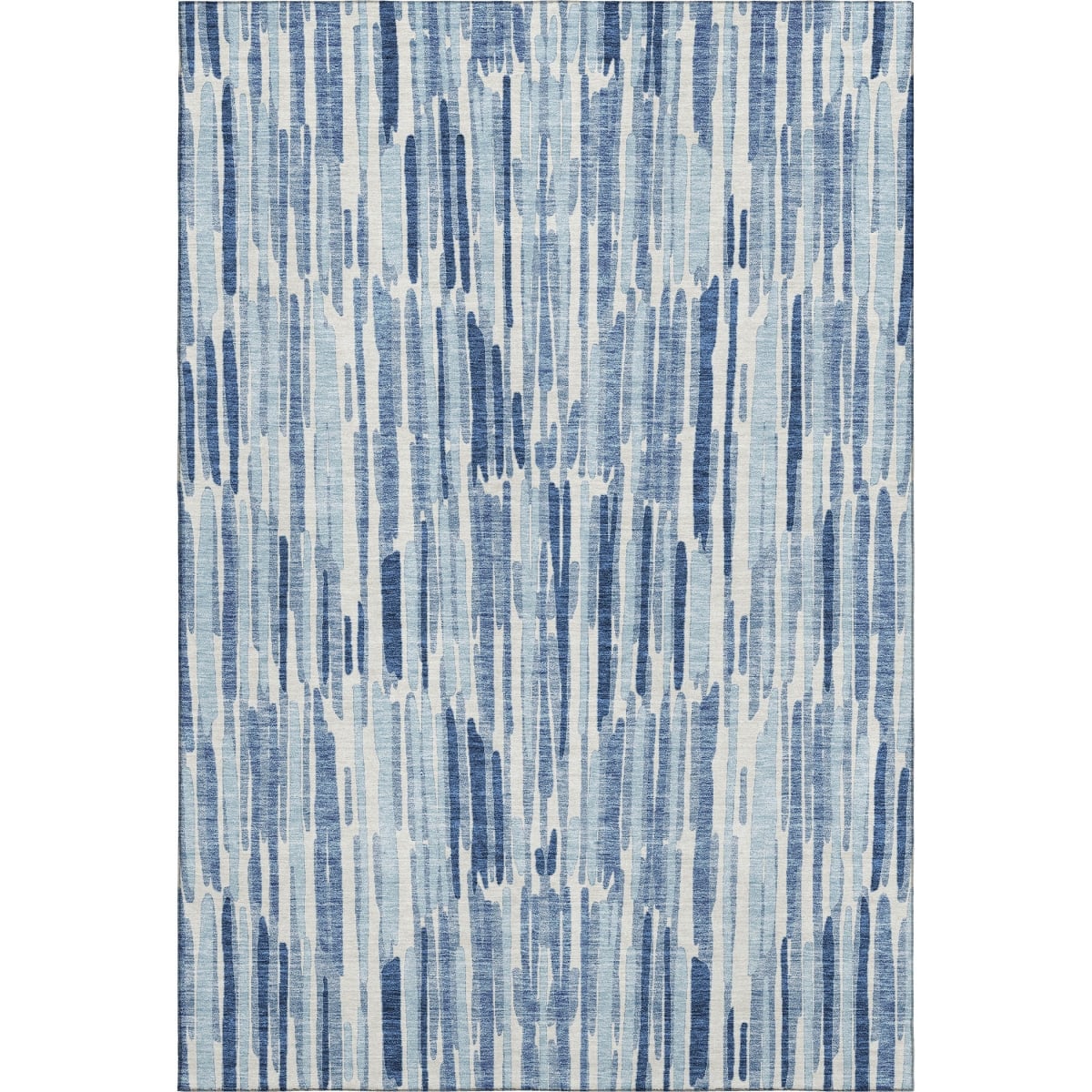 662287 8 x 10 ft. Blue & Ivory Abstract Transitional Washable Machine Made Rectangle Area Rug with UV Protection