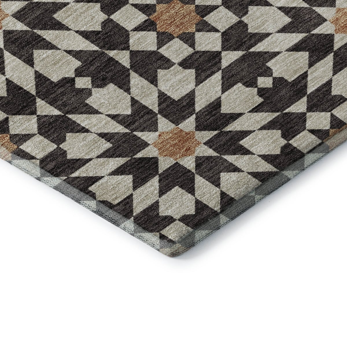 661997 5 x 8 ft. Charcoal Silver & Copper Geometric Washable Machine Made Rectangle Area Rug with UV Protection