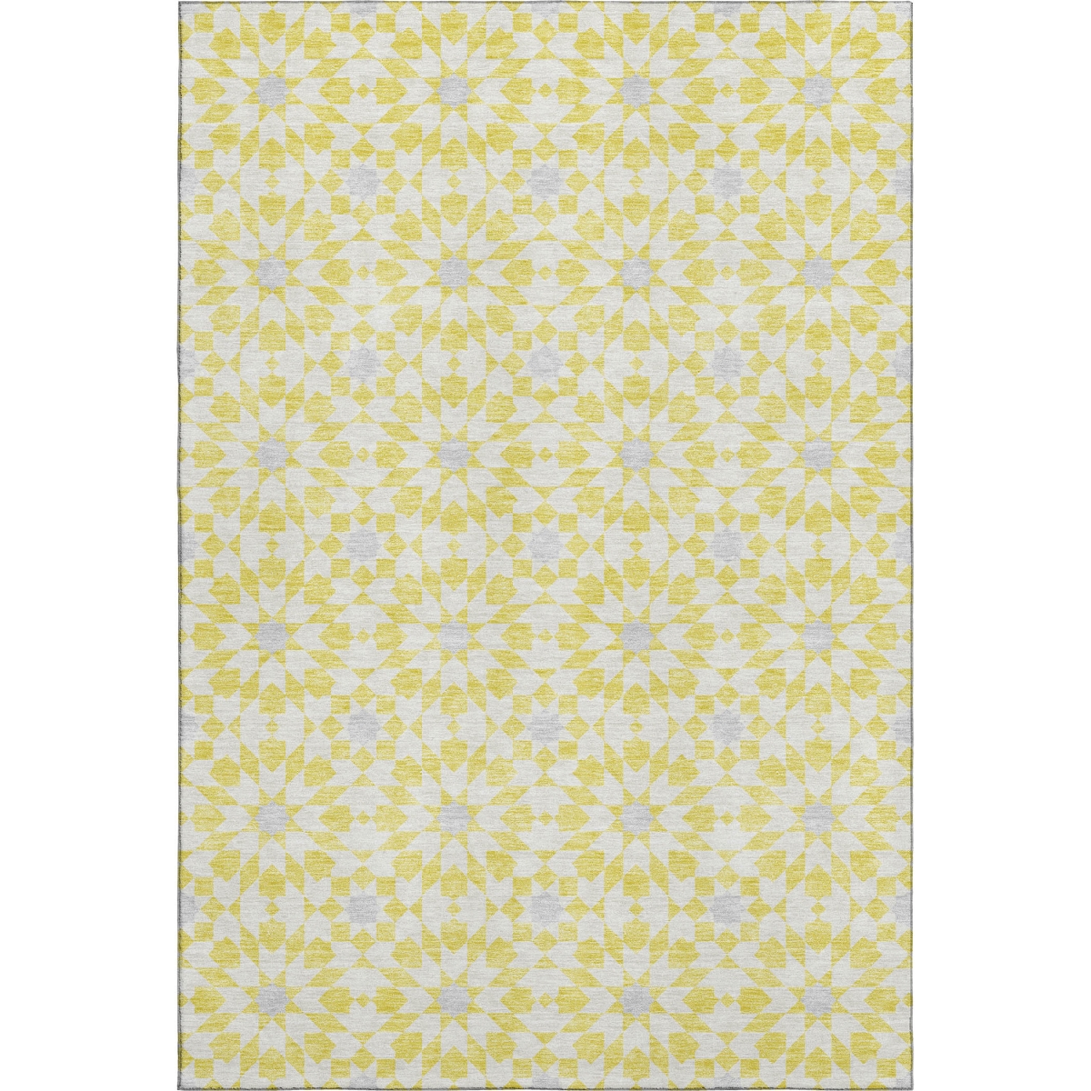 662073 10 x 14 ft. Yellow, Ivory & Gray Geometric Washable Machine Made Rectangle Area Rug with UV Protection