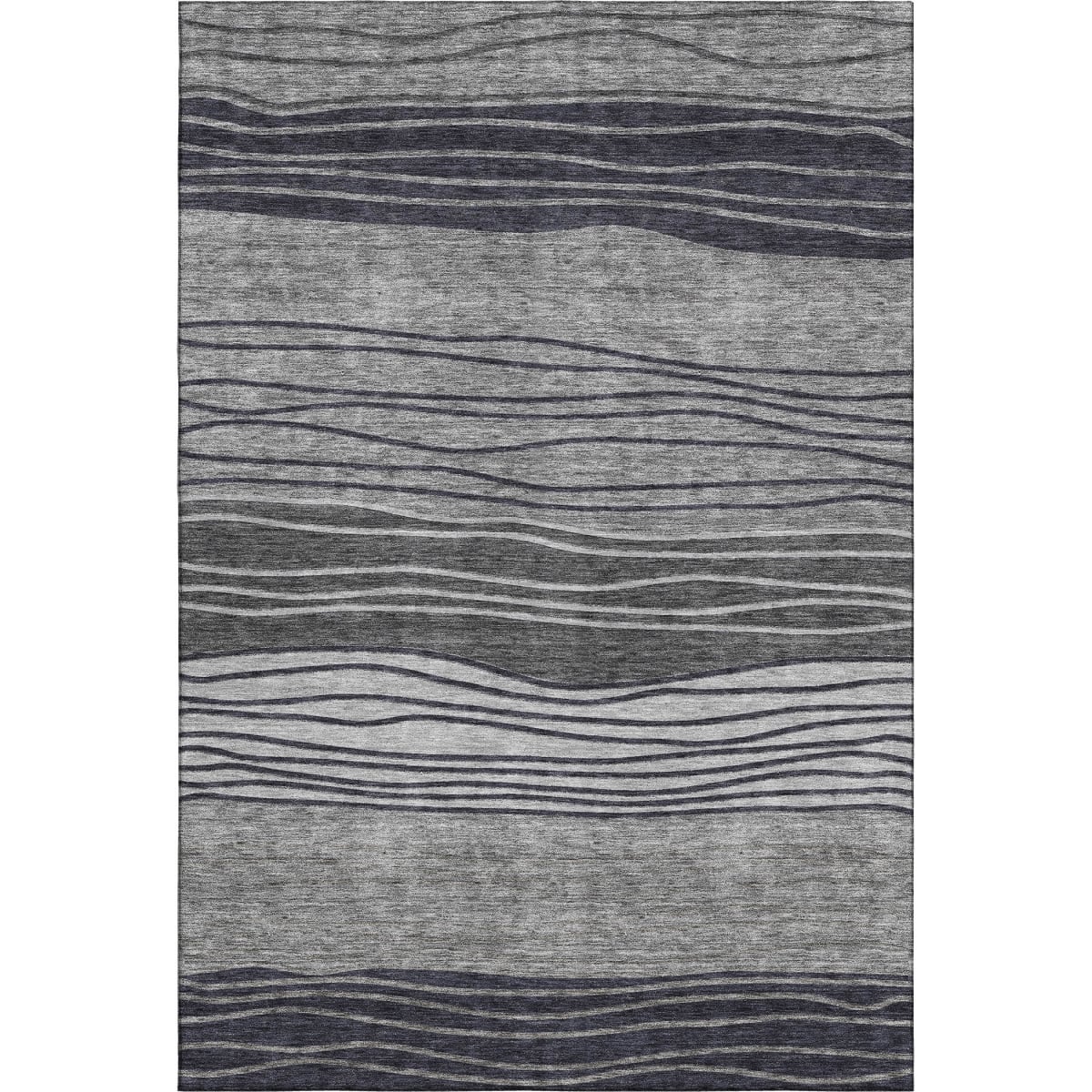 662095 8 x 10 ft. Gray & Silver Striped Transitional Washable Machine Made Rectangle Area Rug with UV Protection