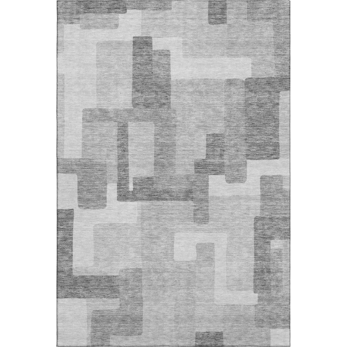 662458 9 x 12 ft. Silver & Gray Abstract Geometric Washable Machine Made Rectangle Area Rug with UV Protection
