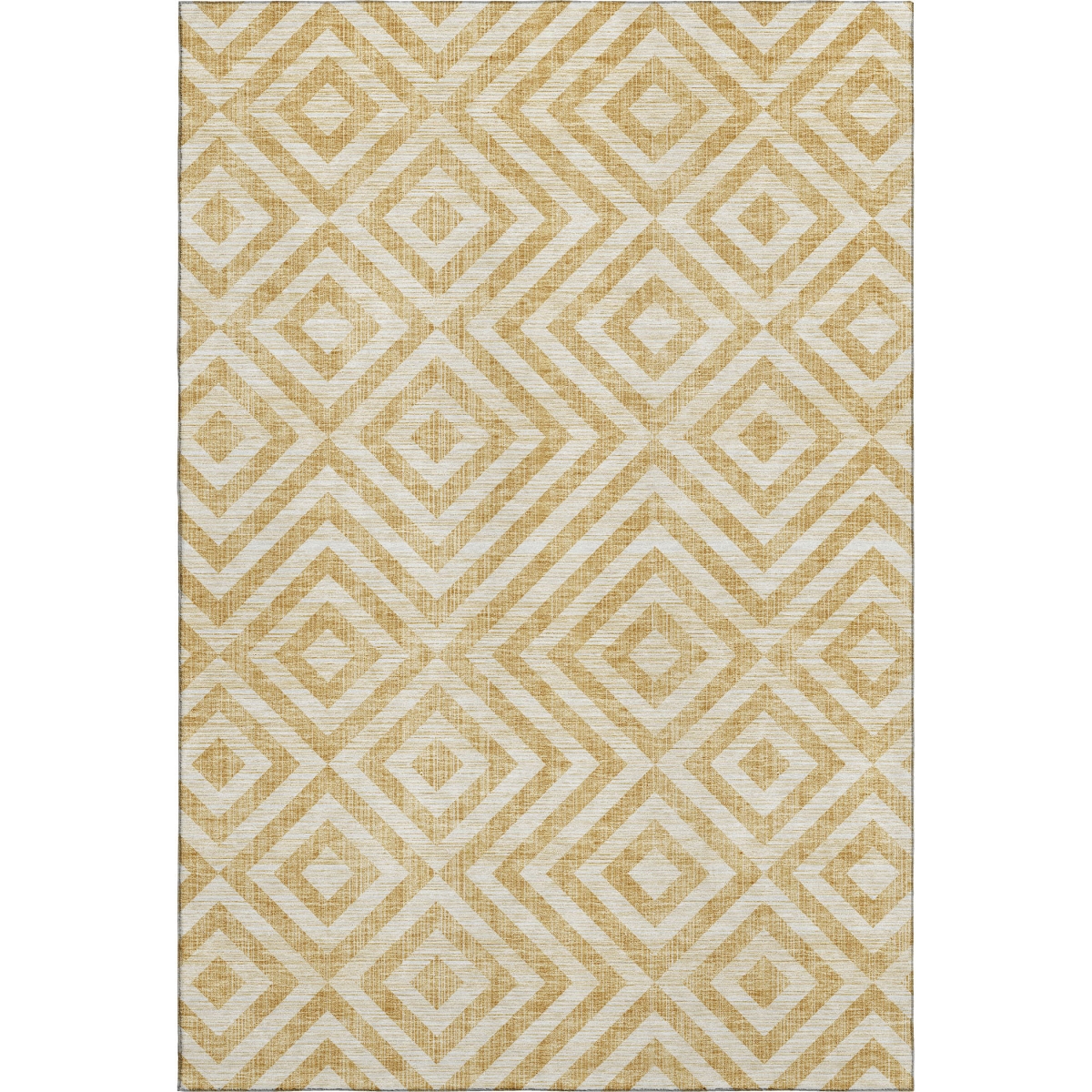 661928 9 x 12 ft. Gold & Ivory Geometric Transitional Washable Machine Made Rectangle Area Rug with UV Protection