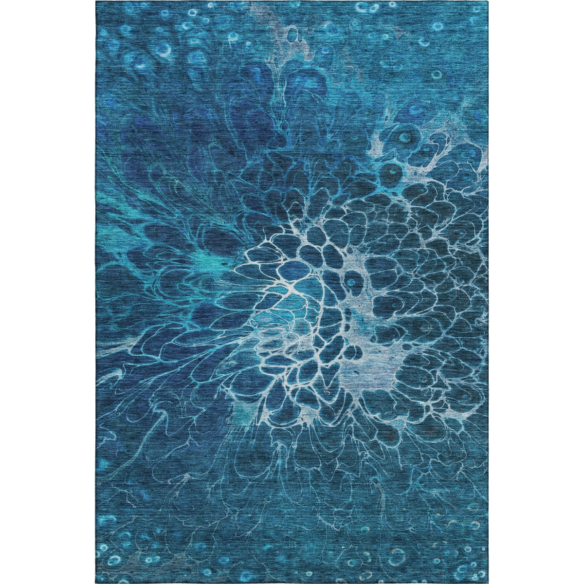 654574 5 x 8 ft. Navy Blue & Ivory Abstract Transitional Washable Machine Made Rectangle Area Rug with UV Protection