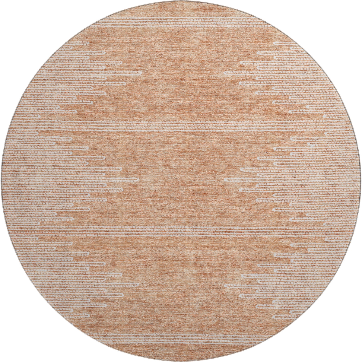 653716 8 ft. Salmon & Ivory Abstract Transitional Washable Round Area Rug with UV Protection