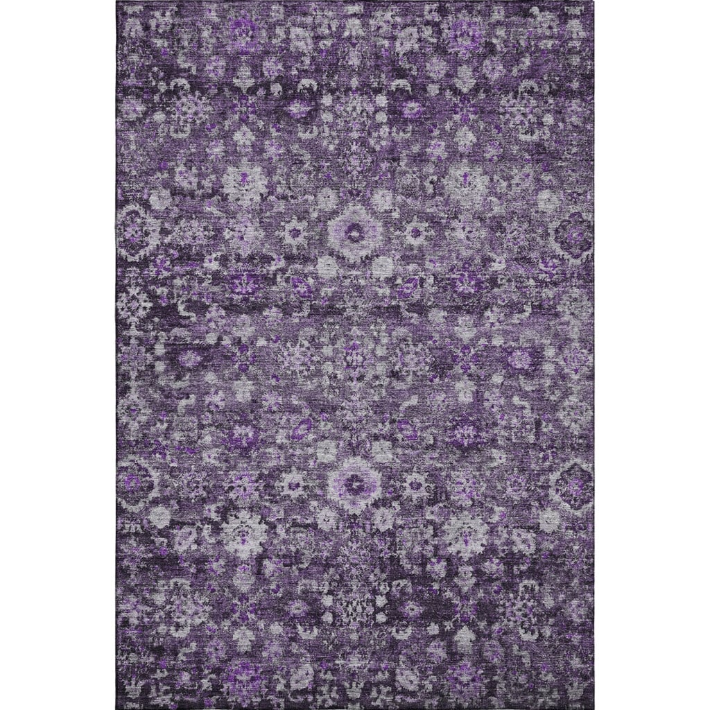 653790 9 x 12 ft. Purple & Ivory Oriental Traditional Washable Machine Made Rectangle Area Rug with UV Protection
