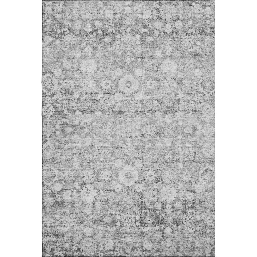 653795 8 x 10 ft. Silver & Gray Oriental Washable Machine Made Rectangle Area Rug with UV Protection