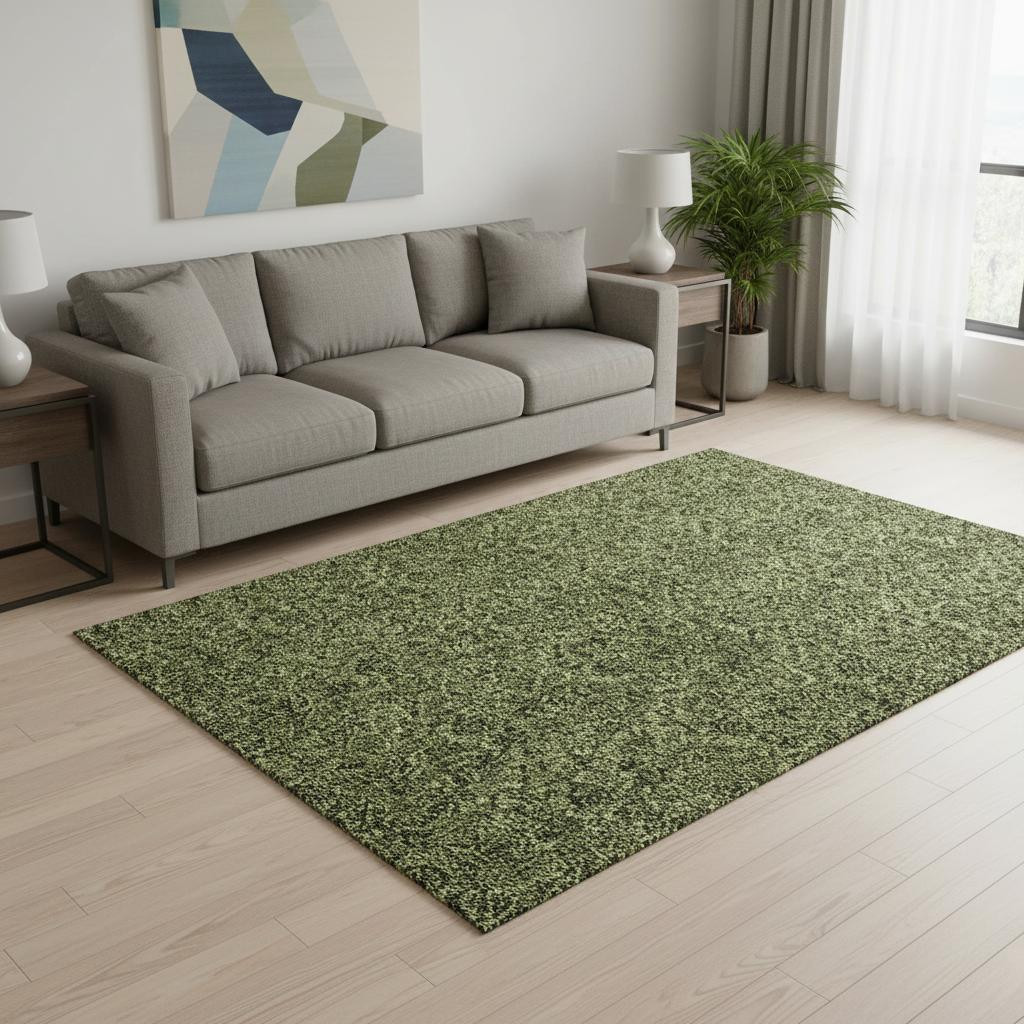 655074 5 x 8 ft. Olive Green & Charcoal Floral Washable Machine Made Rectangle Area Rug with UV Protection